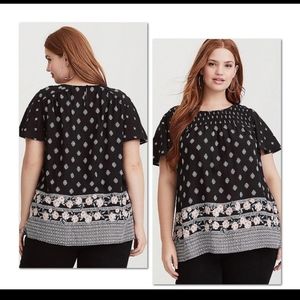5 for $25 ❤️  Torrid Printed Smocked Challis Blouse